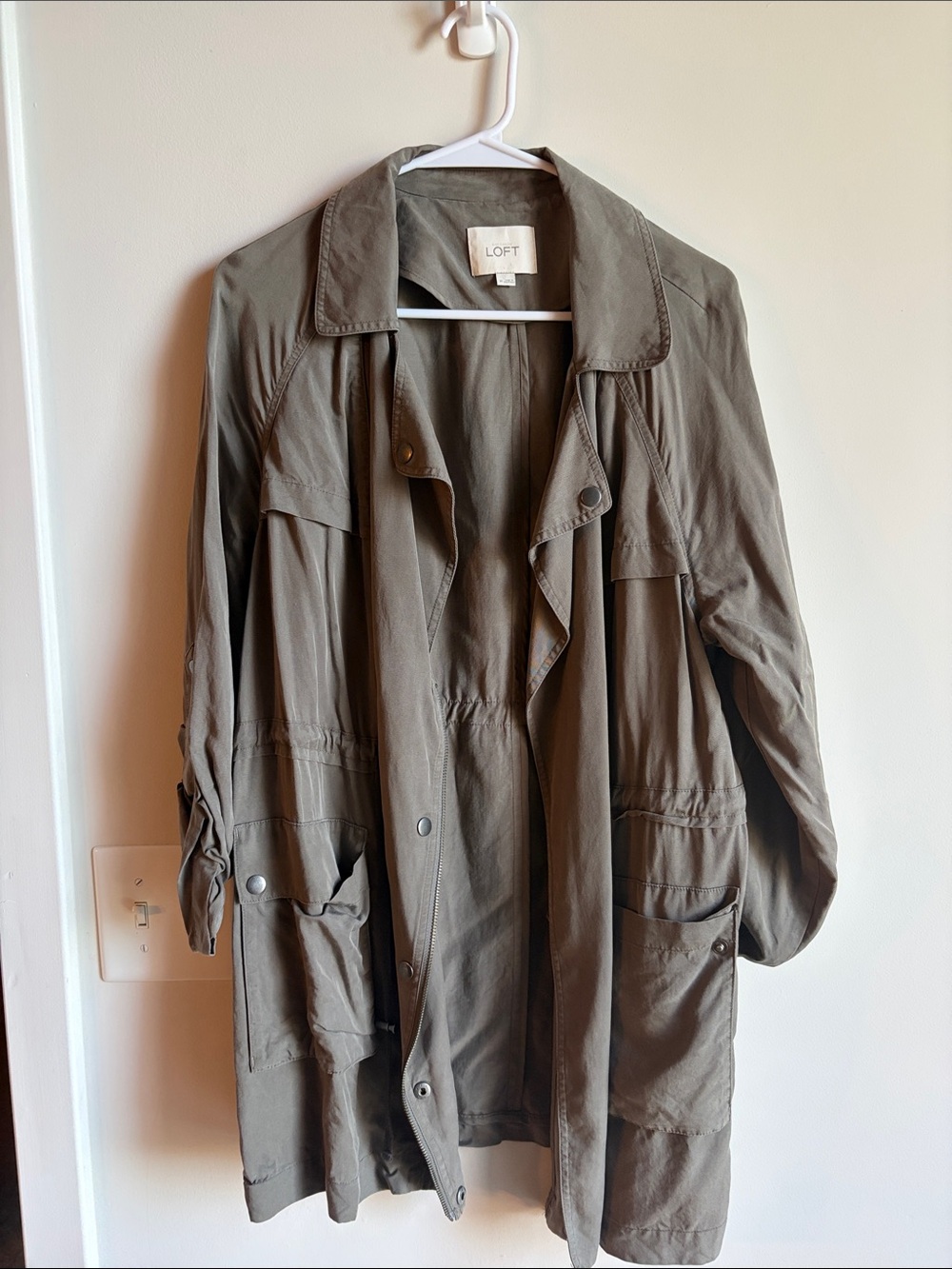 LOFT Olive Utility Trench Coat